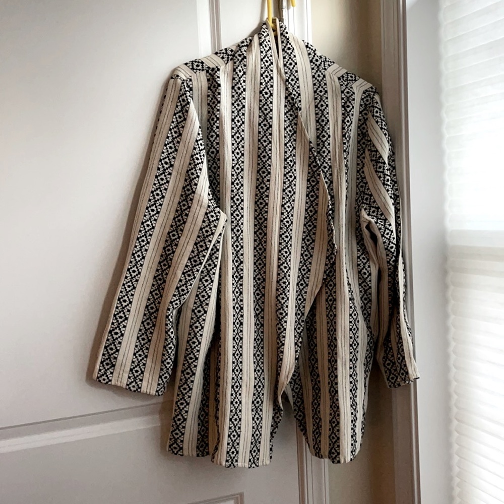 Woven wrap sweater jacket